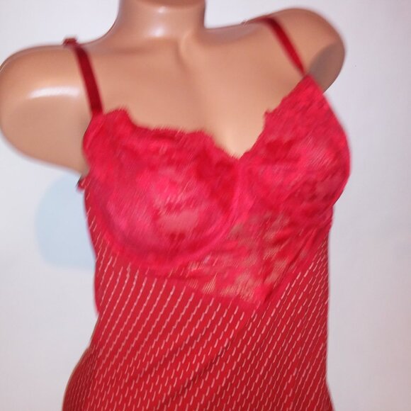 Victoria Secret Lingerie Chemise Slip Large Red Polka Dots Lace Trim Modal Sleep - Picture 13 of 16